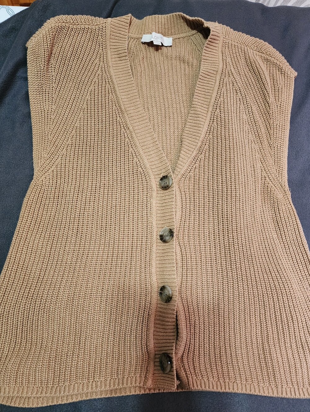 Loft Warm Tan ribbed-knit sweater vest, SZ lg